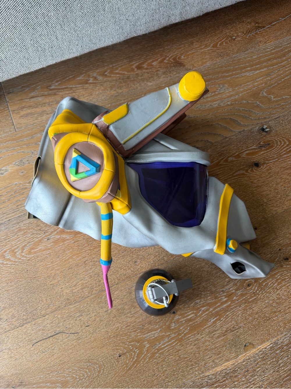 Yellow and Gray Kids Costume Mask with Purple Visor …. llama